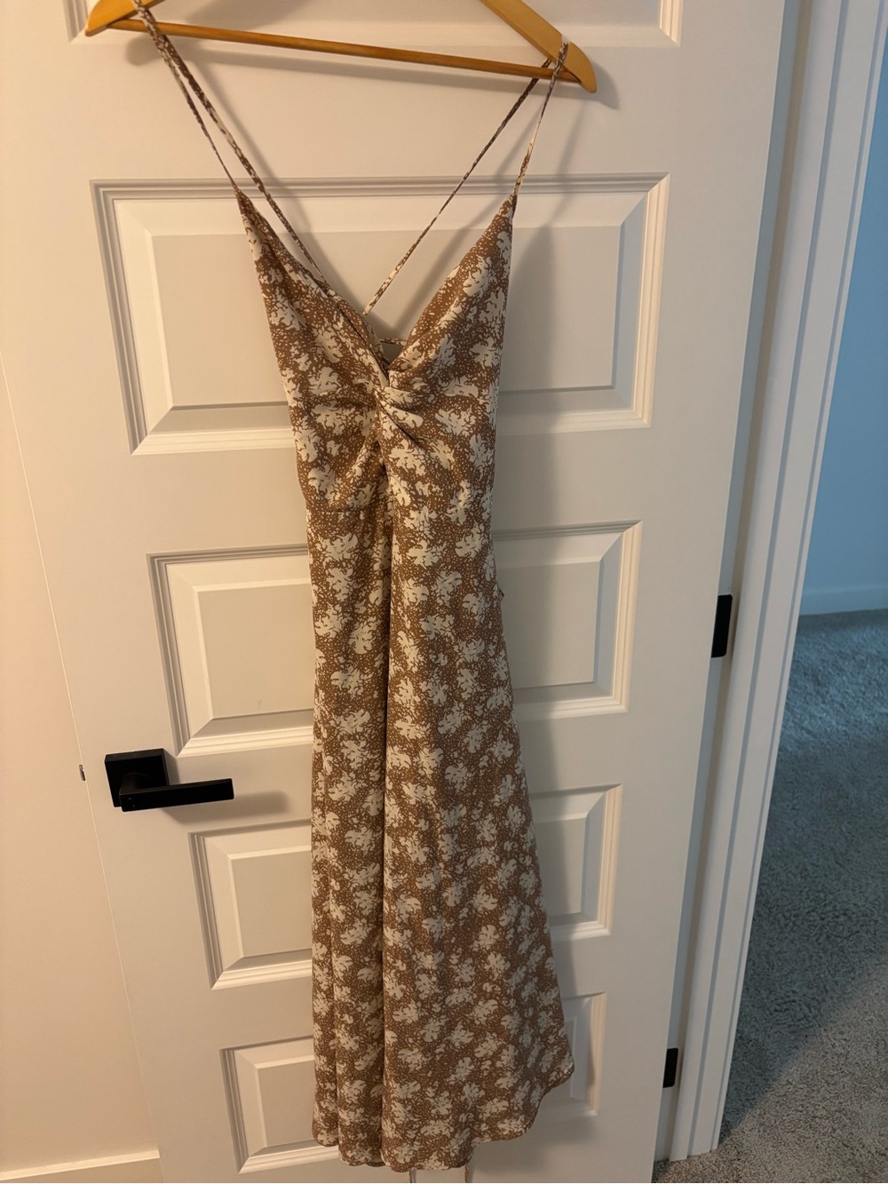 Lulu's Brown and White Floral Maxi Slip Dress